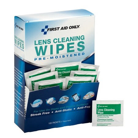 First Aid Only Lens Cleaning Wipes, 100/box 90192